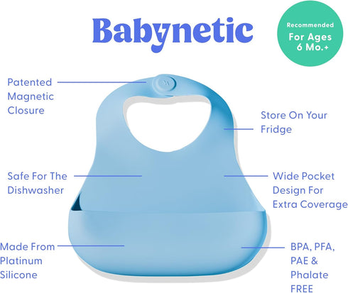 BPA-Free Magnetic Silicone Baby Bib - Waterproof & Easy to Clean