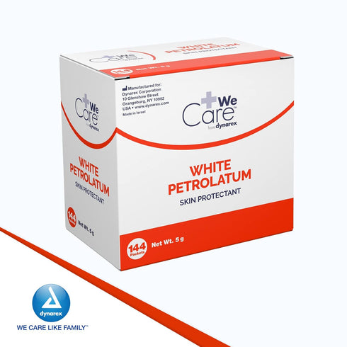 144 5 Packs, Dynarex White Petrolatum, Petroleum Jelly Ointment to Help Prevent and Treat Skin Irritation, Diaper Rash