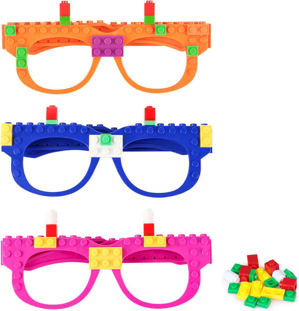 Hooqict 9 Pcs DIY Building Blocks Glasses, Creative Building Block Party Supplies for Kids Birthday Party Favors