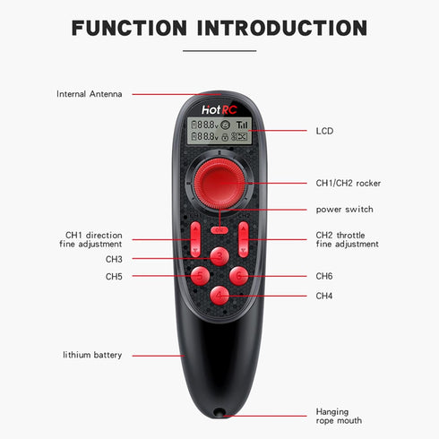 havcybin DS-600 6CH 2.4GHz 600 6 2 HOTRC RC Transmitter and Receiver Remote Controller with DS PWM Channel Receiver
