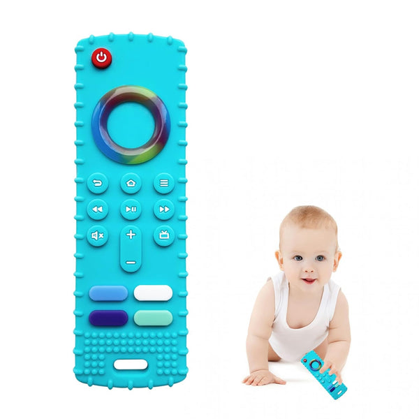 Baby Teething Toys, Food Grade Silicone Teether for Babies 3-18 Months, Fire Stick TV Remote Shape, BPA Free