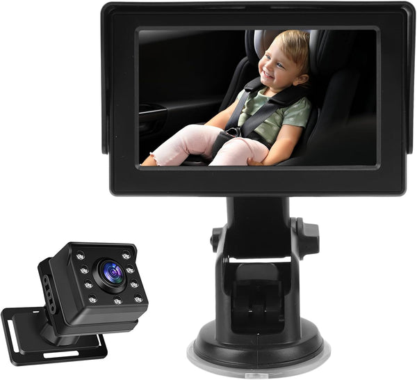 ZDAGELD Baby Car Camera 4.3 Inch Monitor, 1080P Mirror, 80% Clearer Night Vision