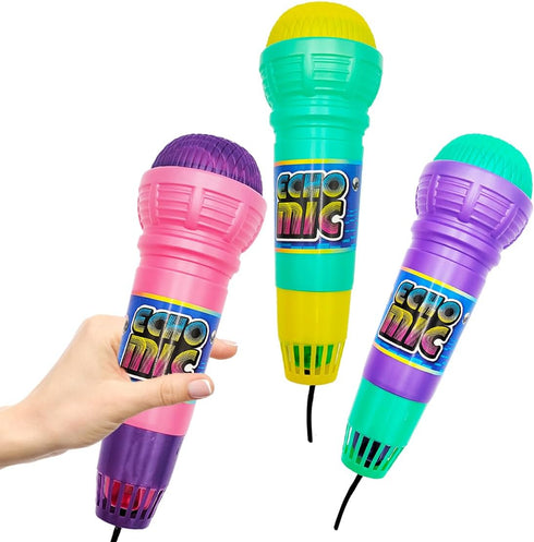 The Dreidel Company Echo Mic, Kids Echo Microphones, Durable Lightweight Fun Play Toys, Music Party Favor (3-Pack)