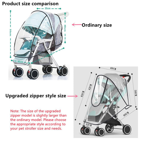 Dlmlemu Unisize Pet Stroller Rain Cover - Foldable Clear Protection for Snow, Wind & Rain, Suitable for Various