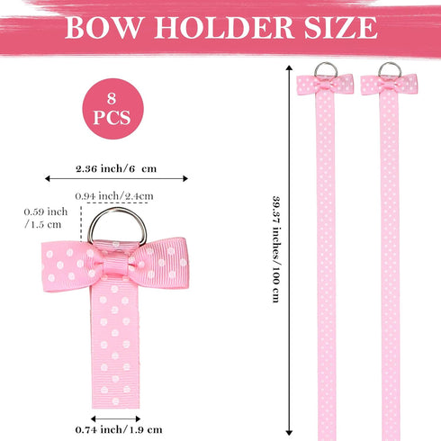 Bremorou 8 Pcs Bow Organizer for Girls Pink Bow Holder For Girls Hair Bows Baby Organizer For Baby Girl Hair