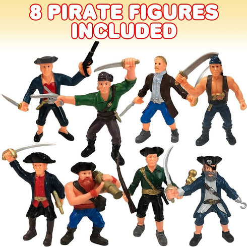 ArtCreativity Pirate Action Figures Playset, Set of 8 Plastic Pirates Figures in Assorted Poses, Toys for Kids