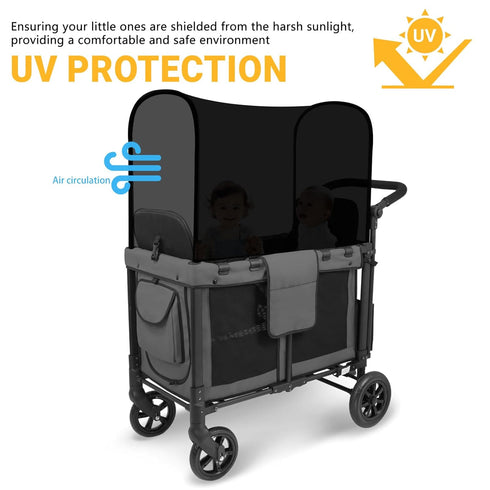 LUAATT W2/W4 Model,UPF50+ Stretchy Panoramic Canopy Compatible with Wonderfold Stroller Wagons All Fabric Sun Shade