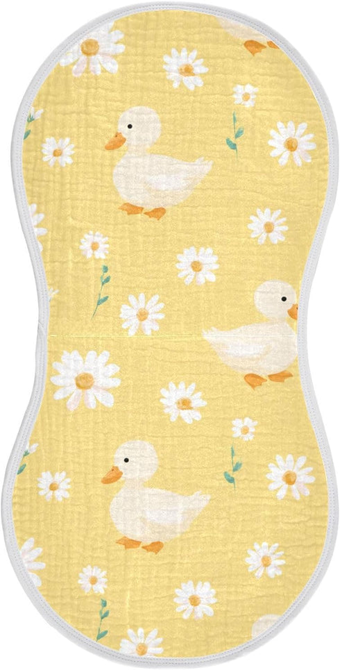 decor gift Cotton Burp Cloths Easy Care Cute Animal Mallard Daisy Pastel Yellow spit