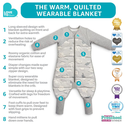 (6-12 3.5TOG Love to Dream Extra Warm Baby Sleep Suit Mo), Super Soft Temp Regulating Sleeping Sack, Warm Wearable