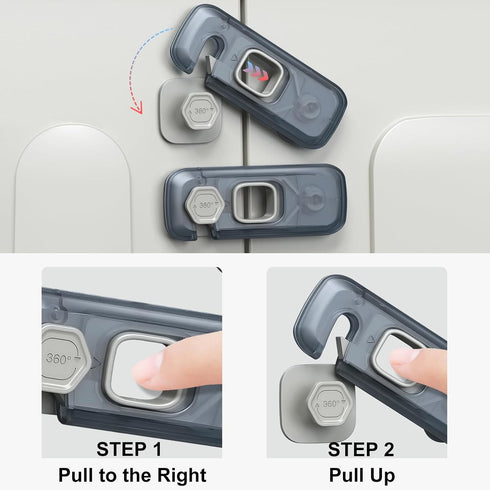 5 Pack QYESWHSR Child Proof Refrigerator Lock, Clear Adhesive Safety Locks for Kids, Baby Cabinet Locks