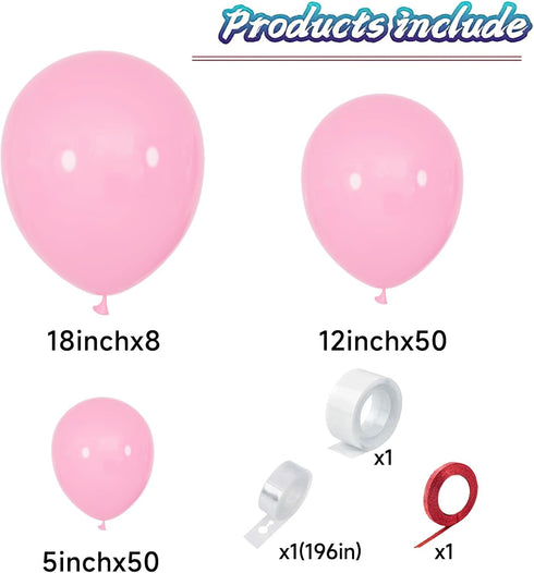 111Pcs 18 12 5 Inch KAWKALSH Light Pink Balloon Arch Kit Latex Party Balloons Garland for Birthday Baby Shower Wedding