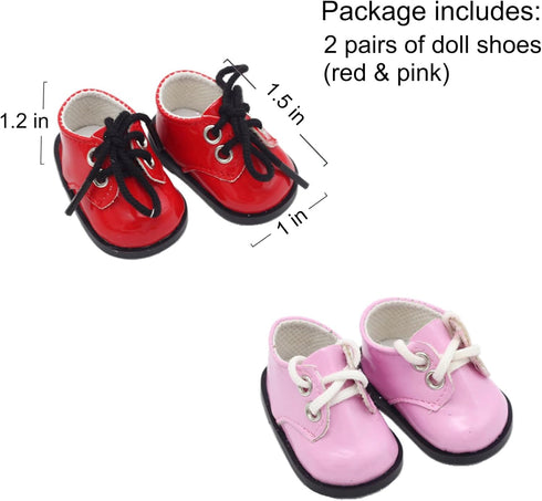 MM MEGIJAAKI 2 1/8 (2 Pairs Mini Shoes BJD Doll Shoes PU Leather Cute Elf Shoes Colors)
