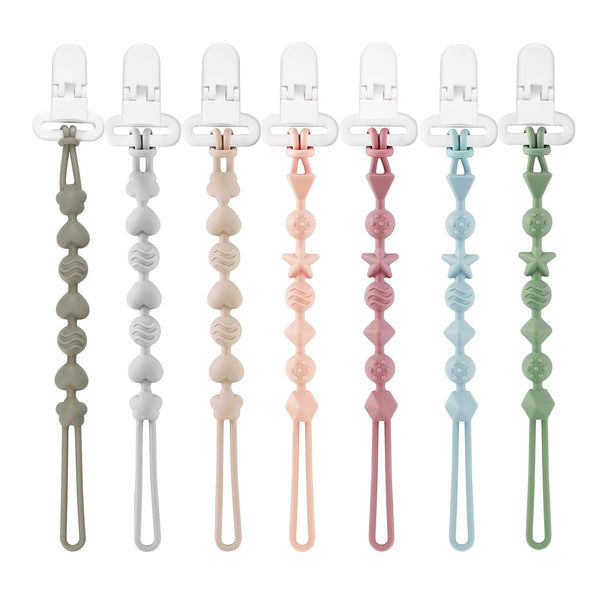 PandaEar 7 Pack Silicone Pacifier Clips, Pacifier Holder with One Piece Design