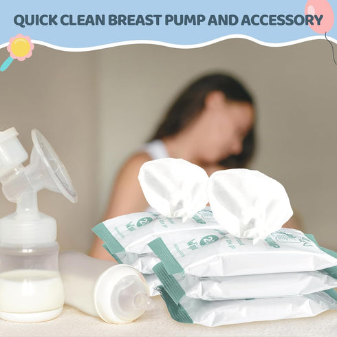 6 Pack 120 Count Threlaco Breast Pump Wipes Quick Clean and Irritant Free Resealable Convenient Breast Pump Cleaning