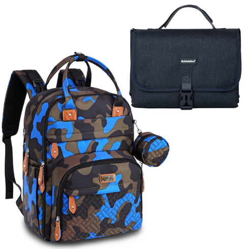 BabbleRoo Portable Changing Pad Navy Blue & Basic Diaper Bag Camo
