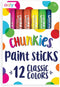 Ooly Chunkies Quick Drying Tempera Paint Sticks for Kids, Classic Colors, Set of 12 Twistable Sticks
