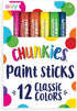 Ooly Chunkies Quick Drying Tempera Paint Sticks for Kids, Classic Colors, Set of 12 Twistable Sticks