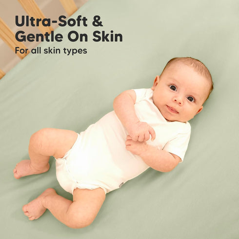 2-Pack 52x28 Waterproof Baby Crib Sheets for Boys, Girls - Viscose Derived from Bamboo Toddler Bed Sheet Neutral