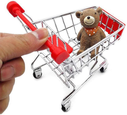 kxkxvovo Mini Shopping Cart, Red, Durable, Perfect for Role Play, Storage, and Decor