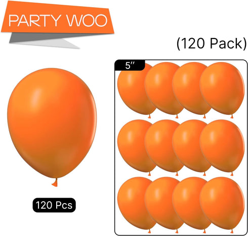 PartyWoo Tangerine Orange Balloons, 120 pcs 5 Inch Dark Orange Balloons for Party Decorations, Birthday, Wedding