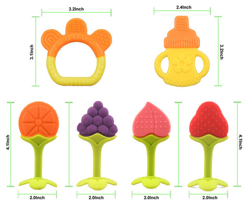 0-6 Frozen 6 Pack Teether Toys for Babies Months, Newborn Infant Teethers Freezer Safe Silicone, Teething Toys