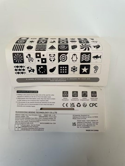beiens High Contrast Baby Flashcards, Black White Color Visual Stimulation Learning Activity Cards for Newborns (0-3