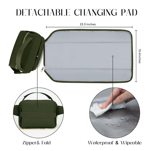 Pack printe Small Diaper Bag with Portable Changing Pad, Crossbody Diaper with Wipes Pocket, Women Waist Bag for Travel