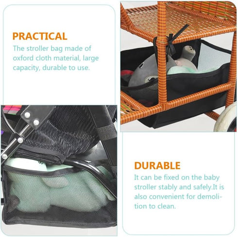 ibasenice Baby Stroller Bottom Basket Organizer Universal Lightweight Stroller Storage Bag with Large Capacity