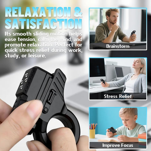 Amarlozn 3D 5 1 Fidget Slider for Kids Adults, Fidget Ring Cliker, Plastic in EDC Fidget Spinner Desk for Stress