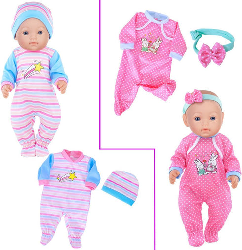 10 Sets 14-17 Inch iBayda Baby Doll Clothes and Accessories Include Rompers Outfits Hat Headbands for New Born Baby