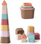 Vintage Baby Stacking Cups Toy, Silicone Soft Teething Tower, Educational Building Blocks, 8 Pcs Set, 6 Months+