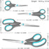 Scissors Set of 4, Premium Stainless Steel Razor Blades, Ergonomic Rubber Grip for School and Office