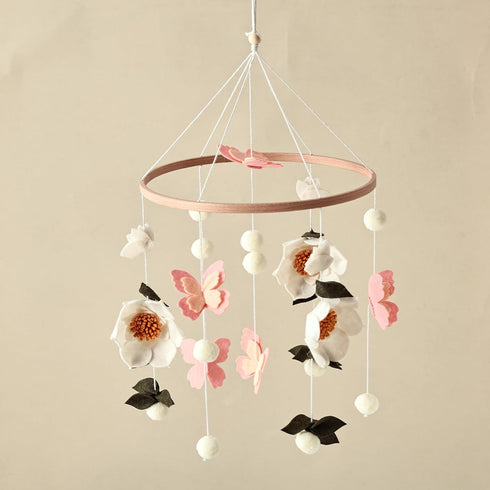 JolyRolyPal Baby Crib Mobile for Boys and Girls, Floral Mobile for Crib, Butterfly and Flower Nursery Decor, Crib