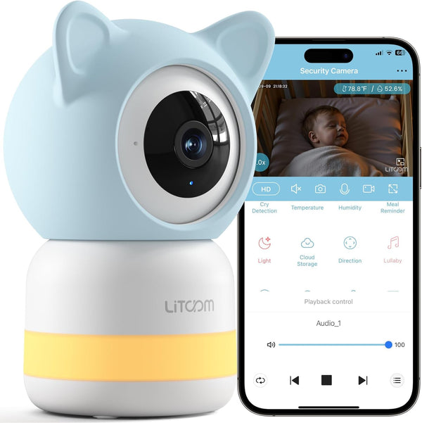 litokam 2K 4MP Security Camera Indoor, 5G/2.4G WiFi Baby Monitor with Camera and