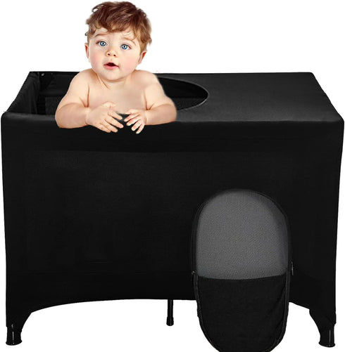 Eubeneortho Crib Blackout Cover for Pack and Play,Breathable Blackout Tent for Travel Crib,Portable