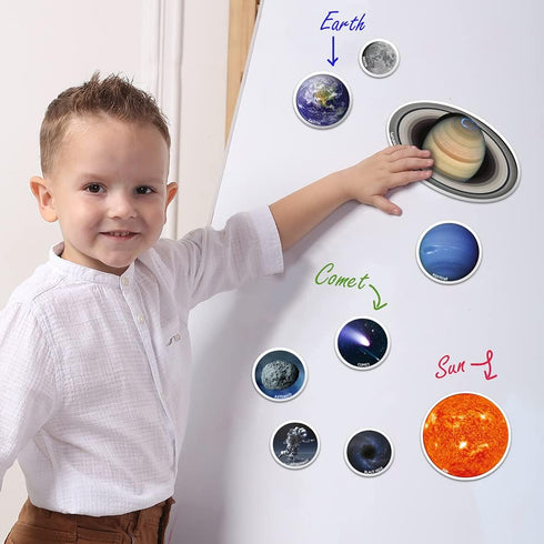 magdum 22 Solar System Fridge Magnets for Kids - - Realistic Space Magnets for Toddlers - Real Refrigerator Magnets