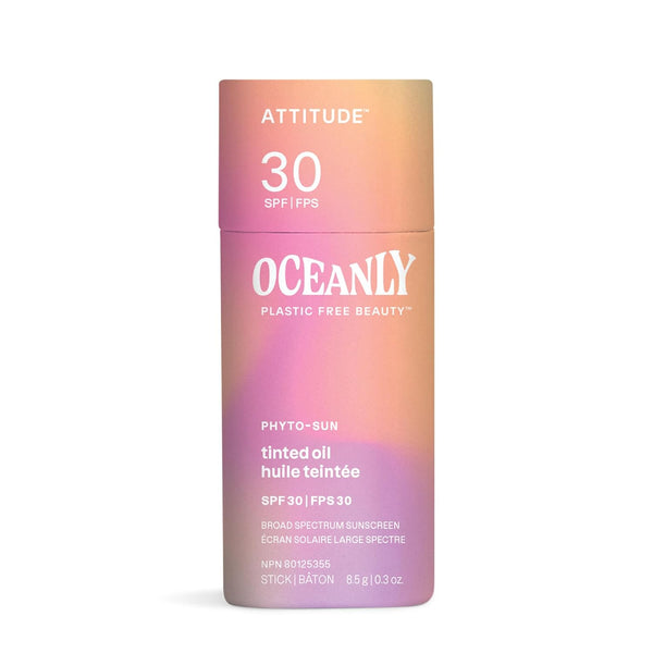 ATTITUDE Oceanly Tinted Oil Stick with SPF 30, EWG Verified, Plastic-Free, Broad