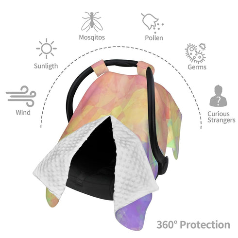 Hcpwzrf Pink Lime Green Purple Blue Polygon Art Baby Car Seat Cover & Nursing Cover - Breathable Stretch Multi-Use