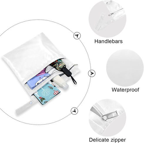 Haskirky 2 Diy Pure Milk White Pcs Cloth Diaper Wet Dry Bags,Waterproof and Washable Bag for Travel Reusable Wet Bag