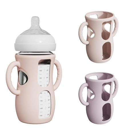 2 Pack Silicone Sleeves with Easy-Grip Handle for Avent Natural Glass Bottles,