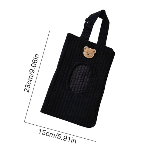 Floral Quilted Wipe Holder - Portable Baby Wipe Pouch for Travel (Black, Bear)