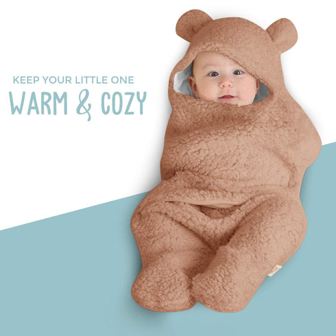 0-6 BlueMello Baby Swaddle Blanket | Ultra-Soft Plush Essential for Infants Months | Receiving Swaddling Wrap Brown |
