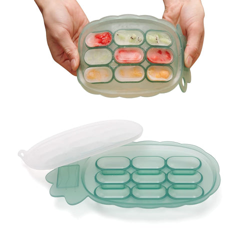 Haakaa Silicone Nibble Freezer Tray, Breastmilk Teething Popsicle Mold, Baby Food Maker, BPA Free Green