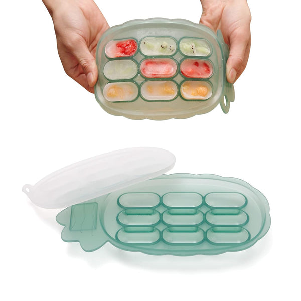Haakaa Silicone Nibble Freezer Tray, Breastmilk Teething Popsicle Mold, Baby Food Maker, BPA Free Green