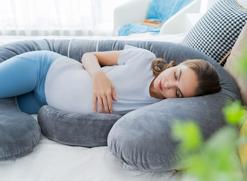 60in QUEEN ROSE Pregnancy Pillows - E Shaped Pregnancy Pillows for Sleeping, Detachable Body Pillow for Pregnant Side
