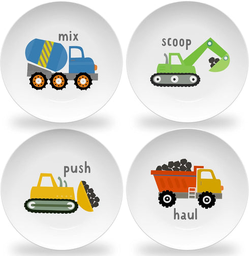 Tiny Expressions - Construction Plates for Toddlers - Set of 4 Melamine
