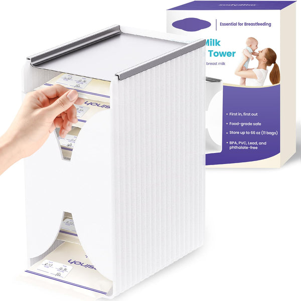 E1vee1 Freeze Organizer and Tower for Breastmilk Storage Bags, First-in First-Out Container Storing
