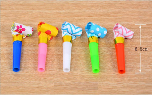 24 Pieces Party Blower Noisemakers - Funny Blowouts, Whistles, Fringed Noise Makers, Random Color Party Horns