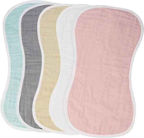 Girls,5 Pack MUKIN Baby Muslin Burp Cloths and Burping Cloth,Soft Absorbent for Boys Cotton Newborn Burp Bibs face