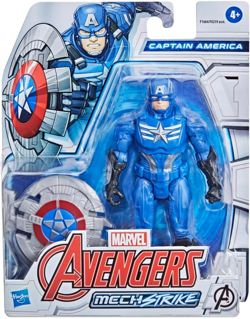 Avengers Marvel Mech Strike 6-inch Action Figure Toy - Captain America with Compatible Mech Battle Accessory for Kids